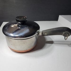 Vintage 1801 Revere Ware Sauce Pan Pot w/Lid, double ring 2qt